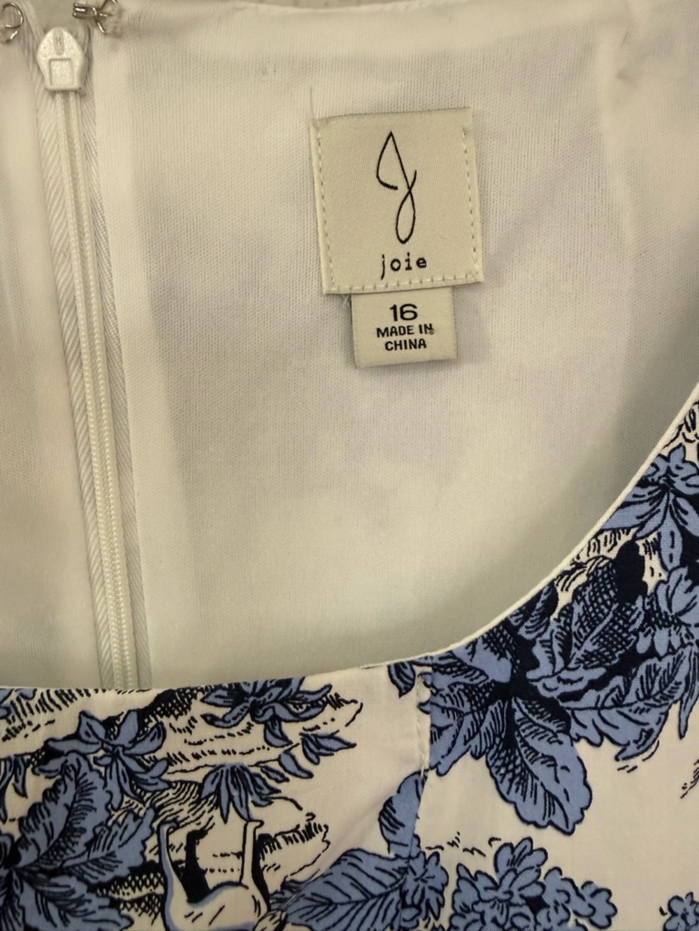 Joie Blue White Toile Midi Dress | Cottagecore | Summer Coastal Chic | Size 16 - Picture 3 of 13
